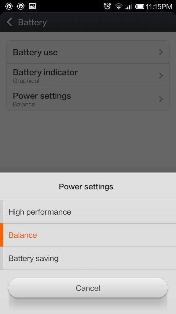 Battery settings